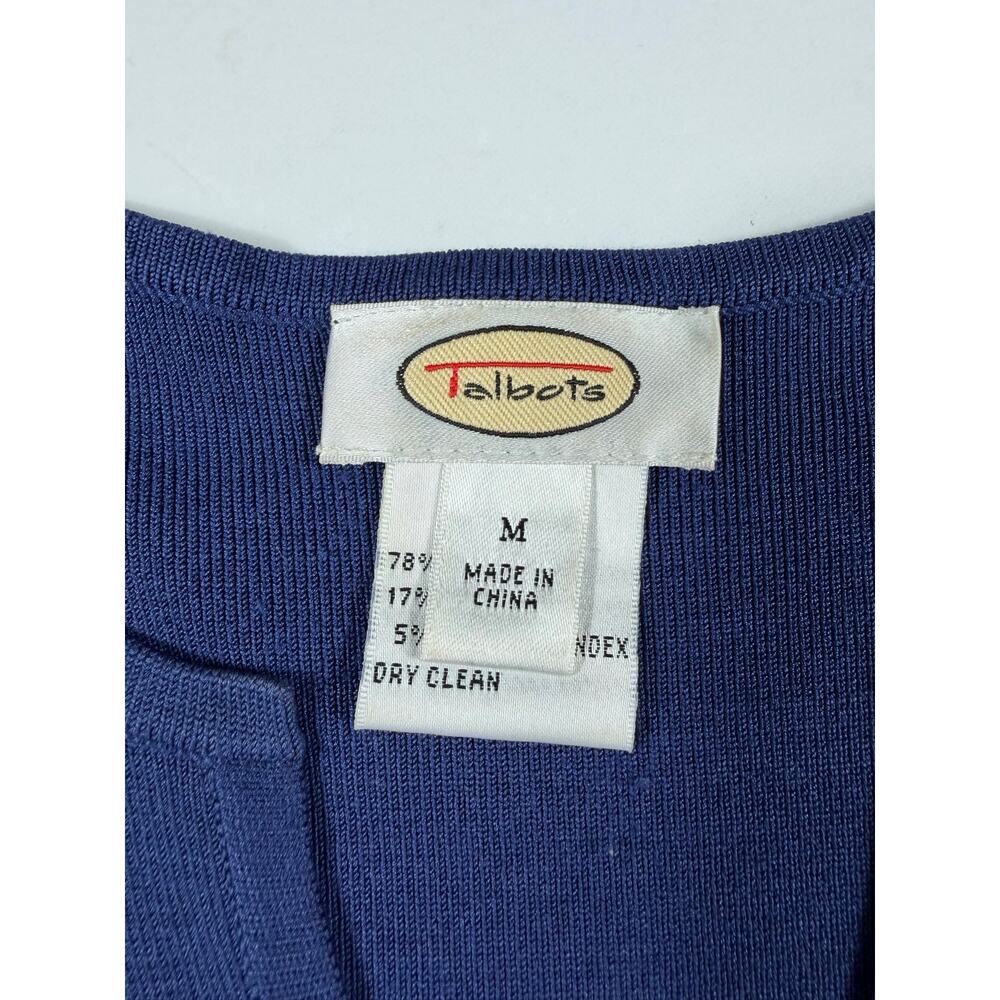 Talbots Silk Blend Jewel Button Sweater Royal Blue 3/4 Sleeve Size Medium - Picture 7 of 10